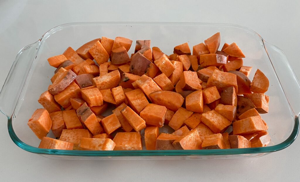 Baked chopped sweet potatoes Baked chopped sweet potatoes