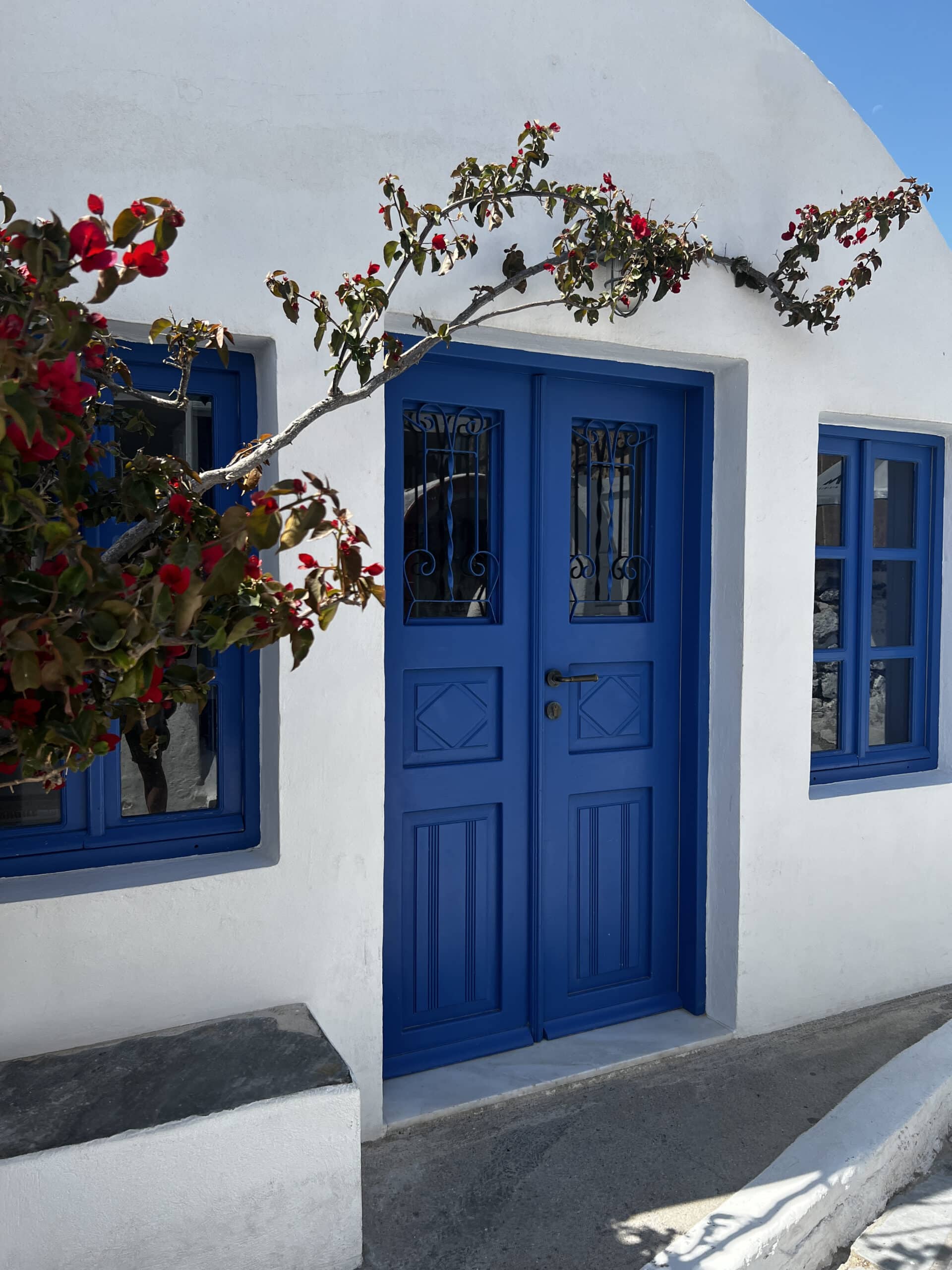 Blue doors in Santorini