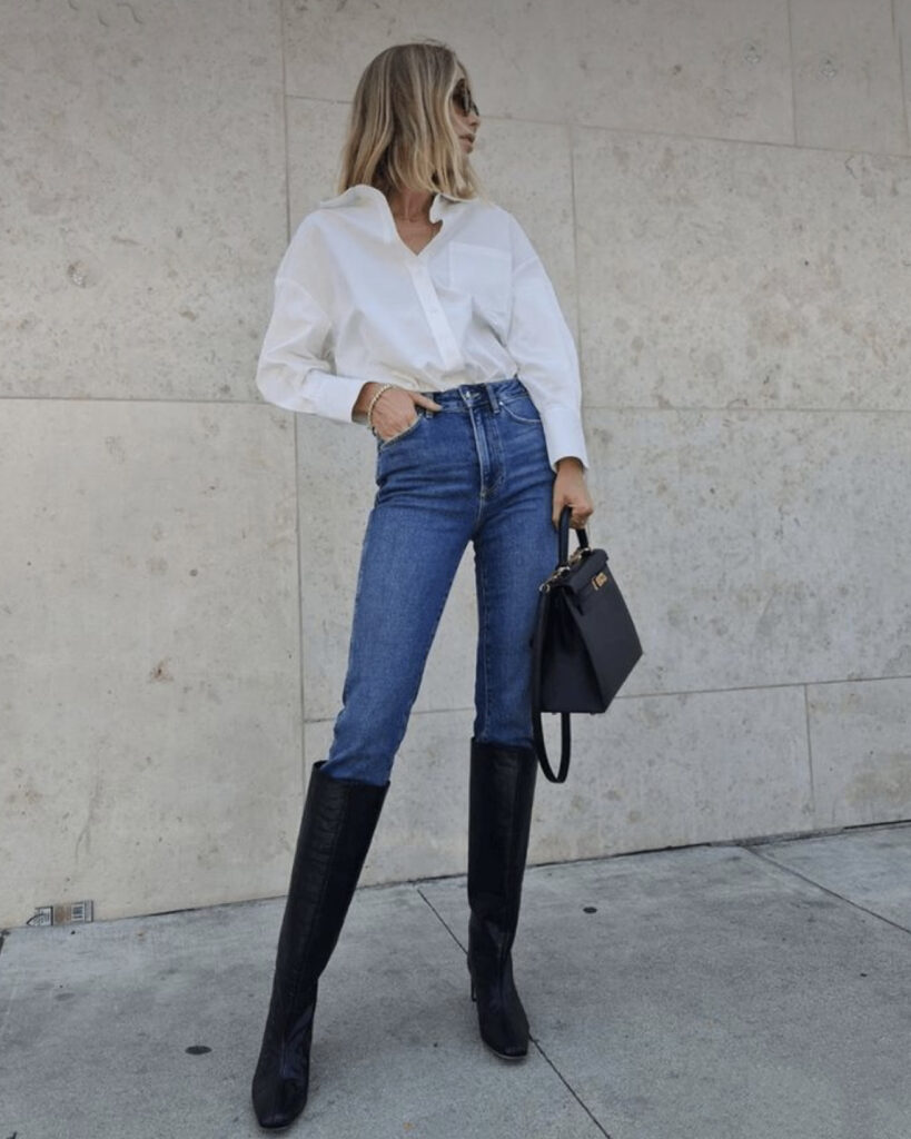 Styling Knee High Boots with jeans