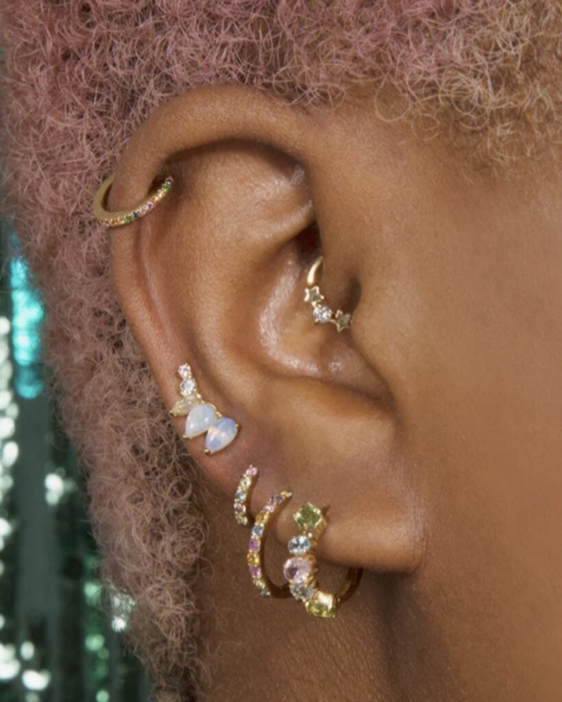 Gemstone cluster huggies